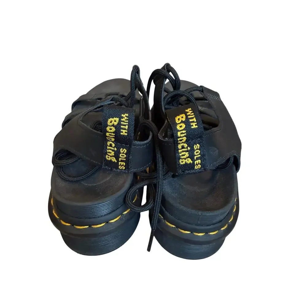 Dr. Martens Nartilla Gladiator Sandals Black Platform Lace-Up Women’s US 8 EU 39